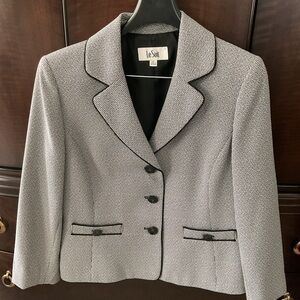 Le Suit Women's Black and White Textured Blazer
